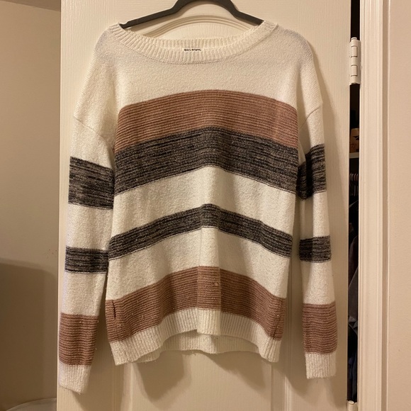 Neutral Colored Striped Boutique Sweater - Picture 1 of 2